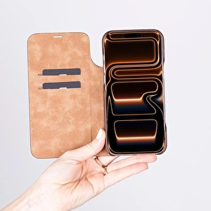 Bloominbag Bloomcase Magic Wallet Onyx Black Apple Iphone 17 Pro Max(6.9") Hakiki Deri Çıkarılabilir Cüzdanlı Telefon Kılıfı görseli 3