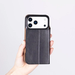 Bloominbag Bloomcase Magic Wallet Onyx Black Apple Iphone 17 Pro (6.3") Hakiki Deri Çıkarılabilir Cüzdanlı Telefon Kılıfı görseli 3