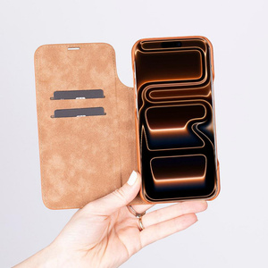 Bloominbag Bloomcase Magic Wallet Tan Apple Iphone 17 Pro Max (6.9") Hakiki Deri Çıkarılabilir Cüzdanlı Telefon Kılıfı görseli 2