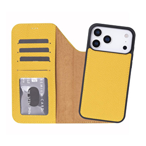Bloominbag Bloomcase Magic Wallet Honey Apple Iphone 17 Pro (6.3") Hakiki Deri Çıkarılabilir Cüzdanlı Telefon Kılıfı