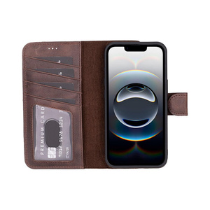 Bloominbag Bloomcase Magic Wallet Dark Brown Apple Iphone 17e / 16e (6.1") Hakiki Deri Çıkarılabilir Cüzdanlı Telefon Kılıfı görseli 4