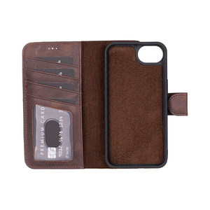 Bloominbag Bloomcase Magic Wallet Dark Brown Apple Iphone 17e / 16e (6.1") Hakiki Deri Çıkarılabilir Cüzdanlı Telefon Kılıfı görseli 5