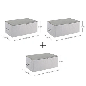 Ocean Home Textile 3'lü Orta Boy Gri Çizgili Stuff & Things Hurç Set 52 X 28 X 21 Cm görseli 3