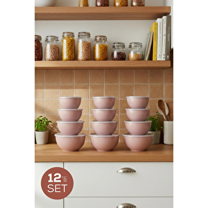 12'li Yuvarlak Kase Seti Pembe | 1l, 1.5l, 2.3l, 3.3l | Kapaklı Çok Amaçlı Mutfak Saklama Kabı