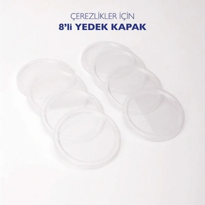 Emaylab 8’li Yedek Mika Kapaklar - Emaye Çerezlik, Kahvaltılık, Reçellik, Zeytinlik Ve Sunumluklar Için 8cm