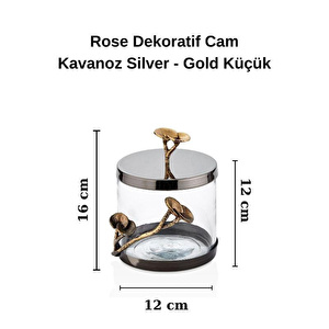 Cornella Rose Dekoratif Cam Kavanoz Silver - Gold Küçük Ağız:12 Cm X Boy:12 Cm X Tüm:16 Cm görseli 5