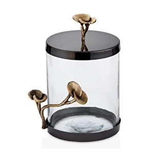 Cornella Rose Dekoratif Cam Kavanoz Silver - Gold Orta Ağız:12 Cm X Boy:17 Cm X Tüm:21 Cm