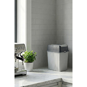 Vienev Çift Kapaklı Çöp Kovası 5 Lt Gri - Banyo Mutfak