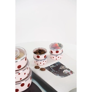 Emaylabxpeppythings Cherry Emaye 4’lü Kapaklı Kase Çerezlik, Kahvaltılık, Reçellik, Zeytinlik, Sunumluk Seti 8cm 200 Ml görseli 3