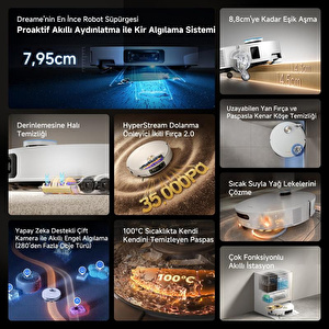 Dreame X60 Ultra Complete Robot Süpürge Beyaz, 35.000pa Emiş Gücü