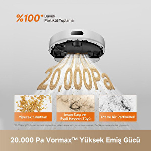 Dreame F20 Robot Süpürge Beyaz, 20.000pa Emiş Gücü