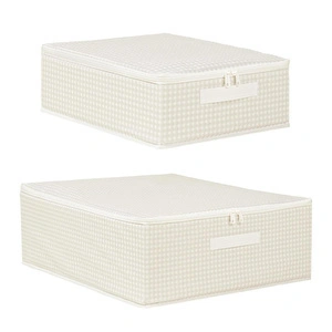 Home Wave 2'li Gri Pötikare Destekli Kutu Hurç Set 31 X 38 X 12 + 45 X 55 X 18 Cm görseli 5
