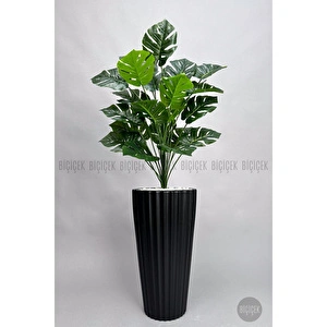 Biçiçek 130 Cm Monstera Bi̇tki̇si̇ Si̇yah Li̇lyum Saksida görseli 4
