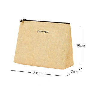 Ocean Home Textile Termal Yalıtımlı Jüt Keten Makyaj Çantası 23 X 16 X 7 Cm görseli 4