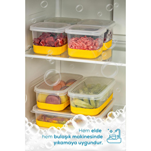 Vienev 4 Parça 1000 Ml Yumuşak Tabanlı Derin Dondurucu - Difriz Saklama Kabı Sarı görseli 5