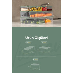 Vienev 10'lu Buzdolabı Dondurucu Organizer Ve Saklama Kabı Yeşil 6x(350ml) 2x(1,65lt) 2x(1,75lt)
