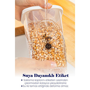 Vienev Siyah Serigrafi Etiketli Kaşıklı Foly Baharat Saklama Kabı 12'li Set Küçük Boy 0,55 Litre Beyaz görseli 2