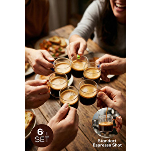 Vienev Renkli Kulplu 6'lı Cam Espresso Bardağı Seti - 95 Ml 2x(turuncu, Yeşil, Mavi)