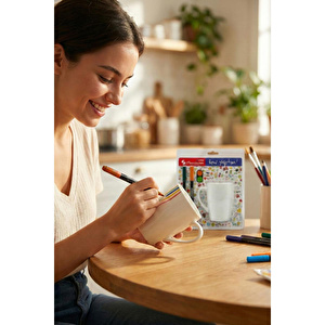 Vienev Diy Kupanı Kendin Tasarla Seti Paşabahçe X Edding - 2 Kupa + 4 Renk (mavi, Lacivert, Yeşil, Turuncu)