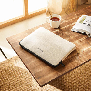 Ocean Home Textile Su İtici Leke Tutmaz Jüt Keten Tablet Taşıma Çantası / Kılıfı 32.5 X 24 X 2 Cm