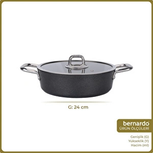 Bernardo Prime Stone Basık Tencere Siyah 24cm