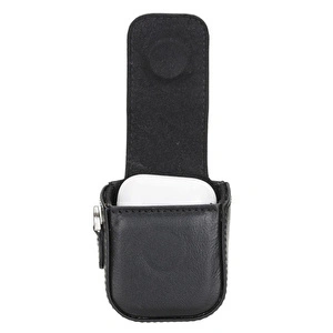 Bloominbag Aurel Onyx Black Charm Hakiki Deri Airpods Kılıfı – Airpods 1 & 2 Uyumlu görseli 4
