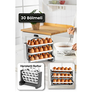 Vienev 30 Bölmeli Yumurta Rafı Saklama Kabı Antrasit