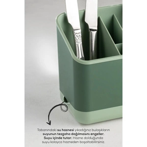 Vienev Tezgah Üstü Kaşık Düzenleyici 5 Bölmeli Organizer Kaşıklık Yeşil görseli 4