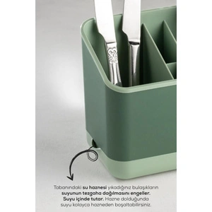 Vienev 2 Adet Tezgah Üstü Kaşık Düzenleyici 5 Bölmeli Organizer Kaşıklık Yeşil görseli 4