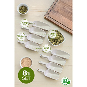 Vienev 8'li Set Plastik Erzak Kürek Seti Bej