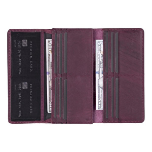 Bloominbag Aura Mulberry Wine Hakiki Deri Telefon Bölmeli Kadın Cüzdanı görseli 3