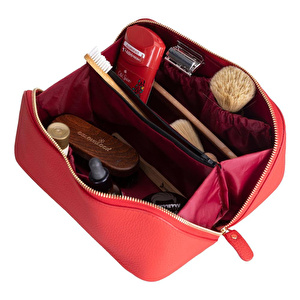 Bloominbag Ella Terra Flame Scarlet Deri Seyahat Ve Makyaj Çantası