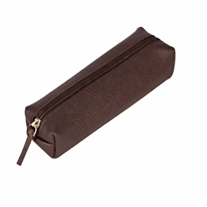 Bloominbag Bloombox Espresso Brown Hakiki Deri Kalem & Makyaj Çantası