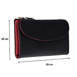 Bloominbag Élia Double Band Noir Black-red Large Deri Kadın Cüzdan & Clutch görseli 3