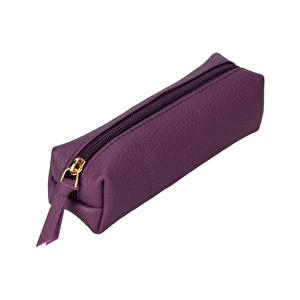 Bloominbag Bloombox Damson Plum Hakiki Deri Kalem & Makyaj Çantası