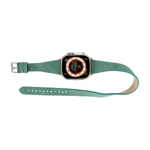 Bloominbag Alpine Slim Double Tour Aqua Hakiki Deri Apple Watch Kordonu - 44/45/46/49mm görseli 4