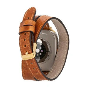 Bloominbag Alpine Double Tour Mocca Brown Hakiki Deri Apple Watch Kordonu - 44/45/46/49mm