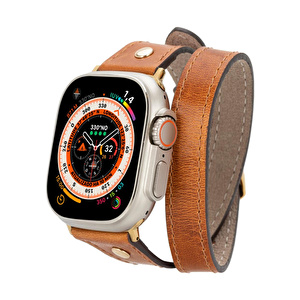 Bloominbag Alpine Double Tour Mocca Brown Hakiki Deri Apple Watch Kordonu - 44/45/46/49mm