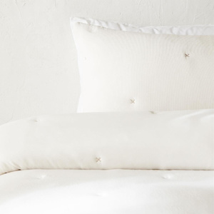 Ocean Home Textile Nakışlı Ekru Çift Kişilik Yatak Örtüsü Seti 1 Adet 250 X 230 / 2 Adet 50 X 70 Cm görseli 4