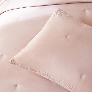 Ocean Home Textile Nakışlı Pudra Tek Kişilik Yatak Örtüsü Seti 1 Adet 180 X 230 / 1 Adet 50 X 70 Cm görseli 3