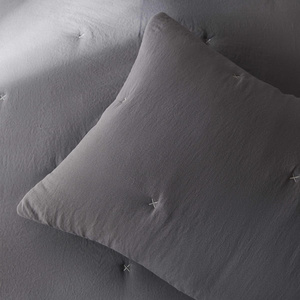 Ocean Home Textile Nakışlı Antrasit Tek Kişilik Yatak Örtüsü Seti 1 Adet 180 X 230 / 1 Adet 50 X 70 Cm görseli 3