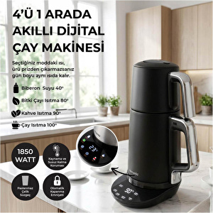 Bernardo Nova Dijital Çelik Çay Makinesi Siyah