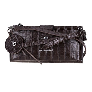 Bloominbag Mocha Croco Lozan Hakiki Süet Çapraz Askılı Telefon Bölmeli Cüzdan Çanta görseli 4