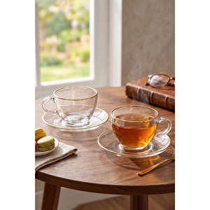 Rakle Pure Altın Yaldızlı 2'li Çay Fincanı Seti 240 Cc