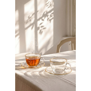 Rakle Pure Altın Yaldızlı 2'li Çay Fincanı Seti 240 Cc