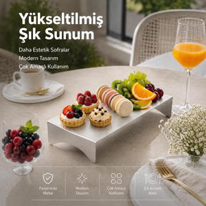 Vienev Paslanmaz Metal Bükülebilir Ayaklı Sunumluk - Dekoratif Sunum Tablası görseli 4