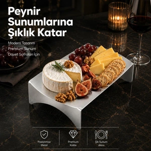 Vienev Paslanmaz Metal Bükülebilir Ayaklı Sunumluk - Dekoratif Sunum Tablası