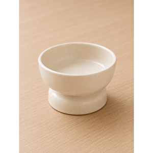 Beige & Stone Seramik Ayaklı 13 Cm Yükseltilmiş Kedi Mama Ve Su Kabı Evcil Hayvan Beslenme Kabı