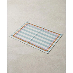 Beige & Stone Mavi Çizgili Pembe - Turuncu Biyeli Amerikan Servisi 2'li Set 33x44 Cm Sofra Ve Masa Düzeni Dekoru