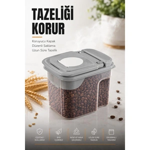 Vienev 6'lı Erzak Saklama Kabı Seti 4x1.8l + 2x3.6l Şeffaf Gri Kapaklı Bakliyat Düzenleyici Organizer görseli 4